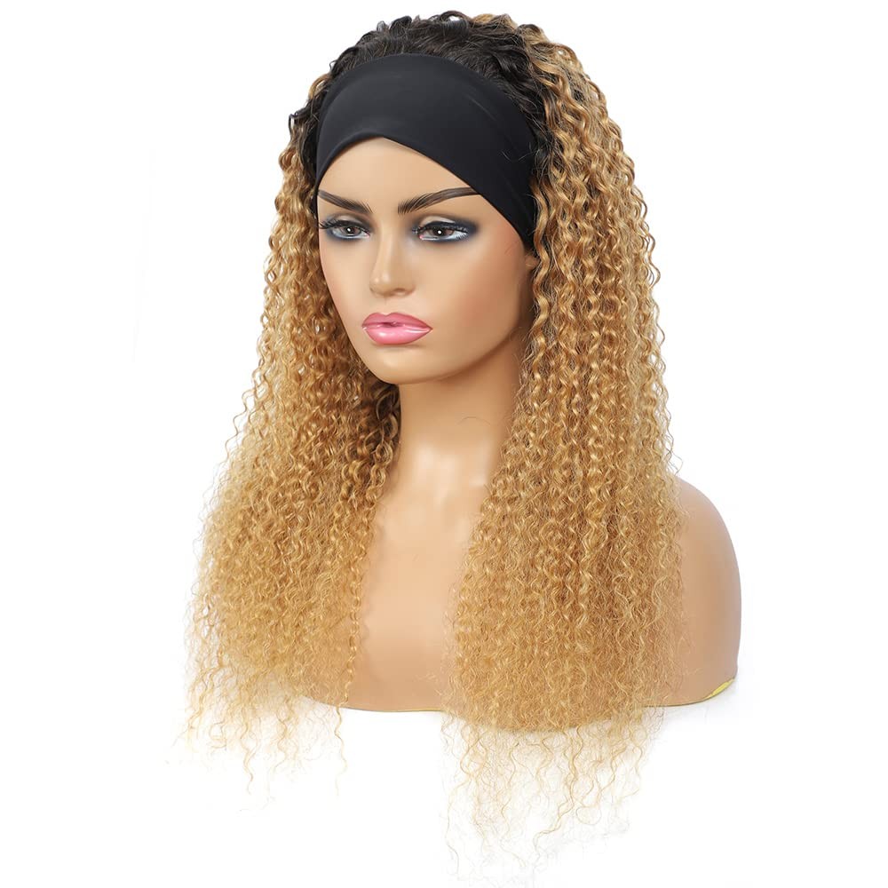 Yiweyowe 26 Inch 1B27 Honey Blonde Headband Wig Human Hair 150 Density Grade 8A