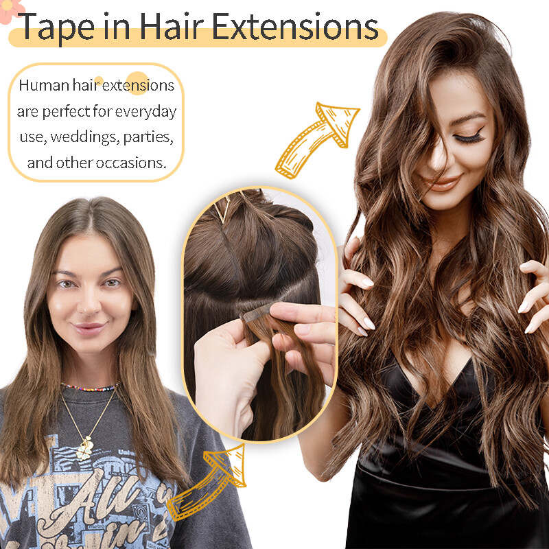 Body Wave Tape In Hair Extensions 100% Remy Human Hair Skin Weft 20/40/60pcs