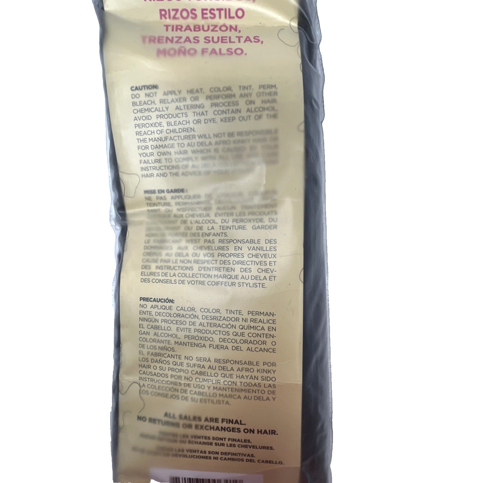 Au Dela Collection Afro Kinky Braid Hair, Kanekalon, Color 1, 70g