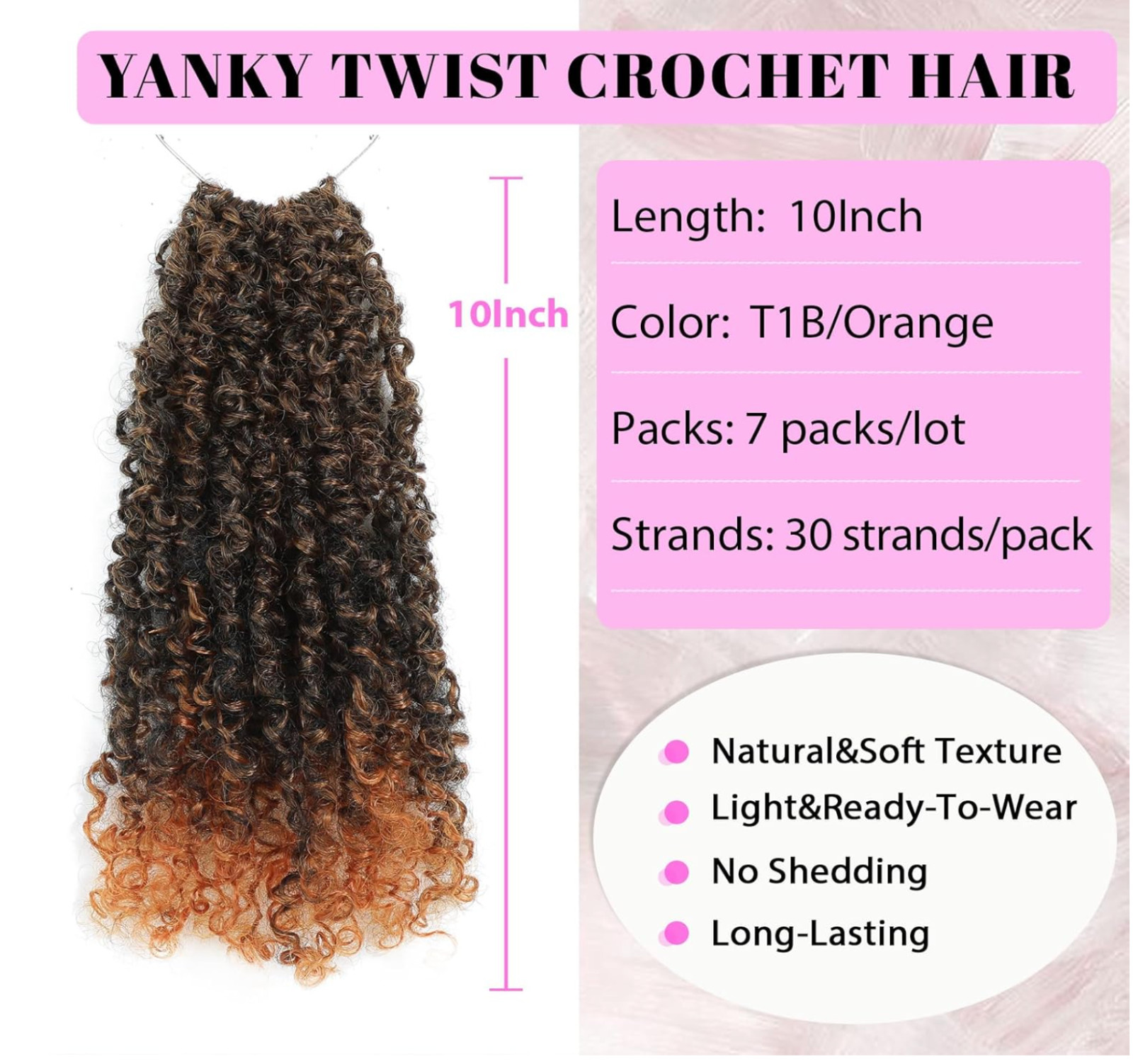 Pre-Looped Crochet Lightweight Braids 10 Inch Yanky Twist Crochet – 7 Pack