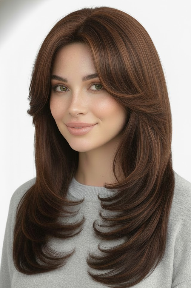 Light Brown 2 Clips Hair Patch with Curtain Bangs By Zebaish