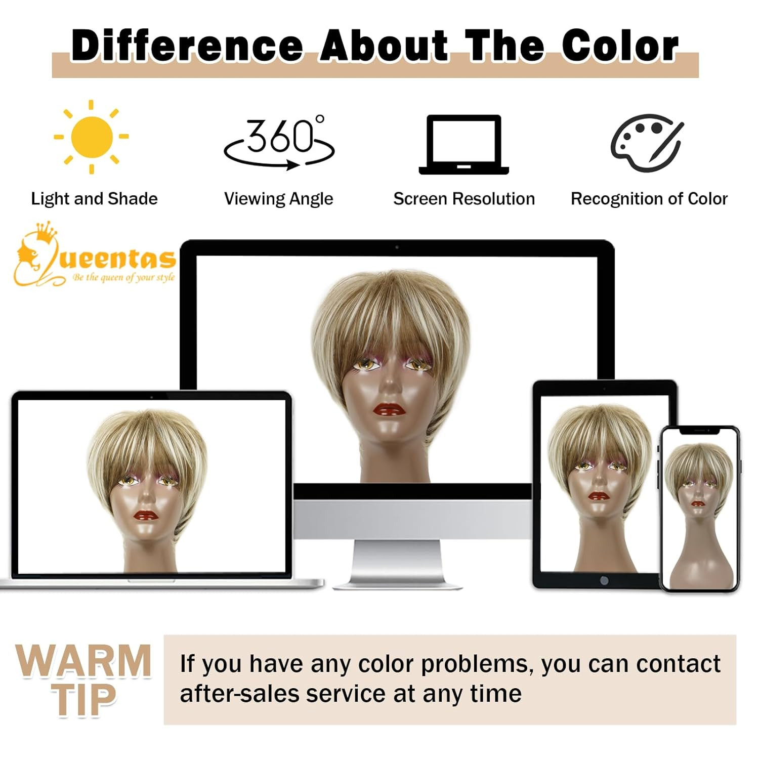 QUEENTAS Short Wigs for White Women Pixie Layered Short Pixie Cut Wig Synthetic