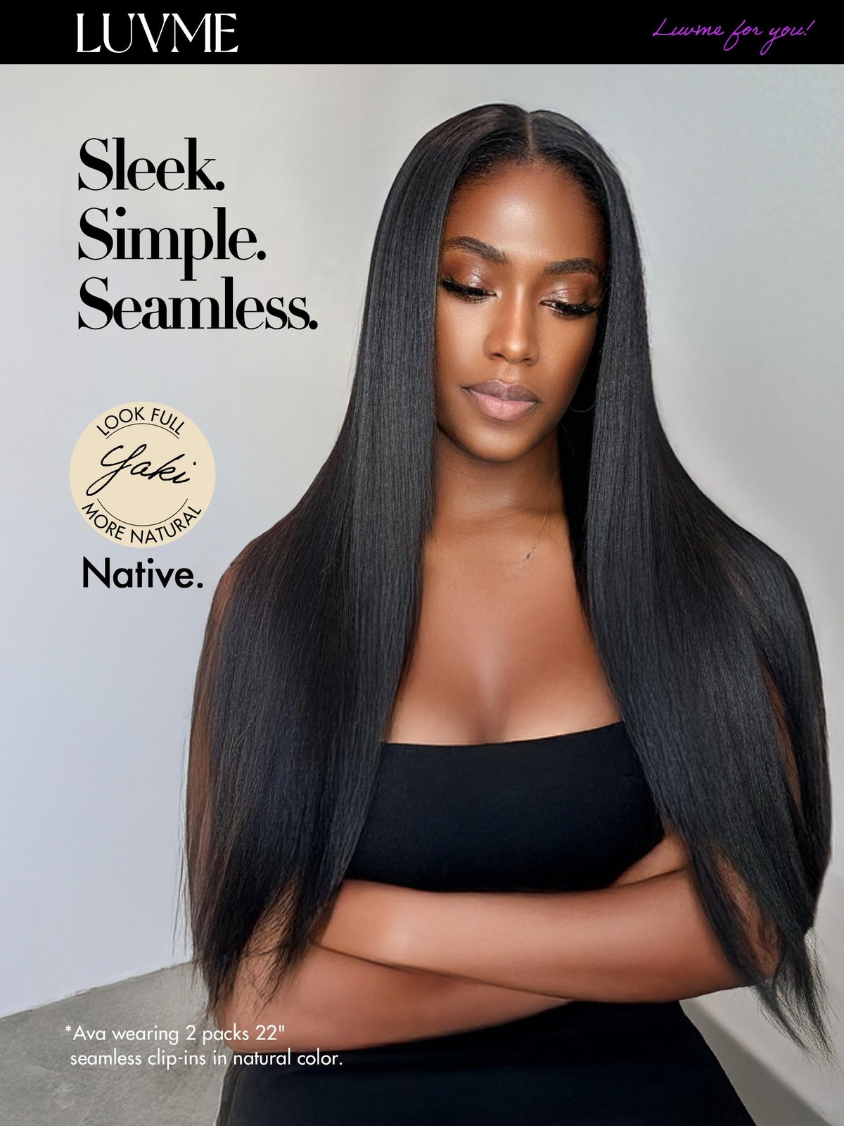 LUVME Yaki Straight Seamless 2 Pack 220g 14Pcs Clip in Hair Extensions Full M…