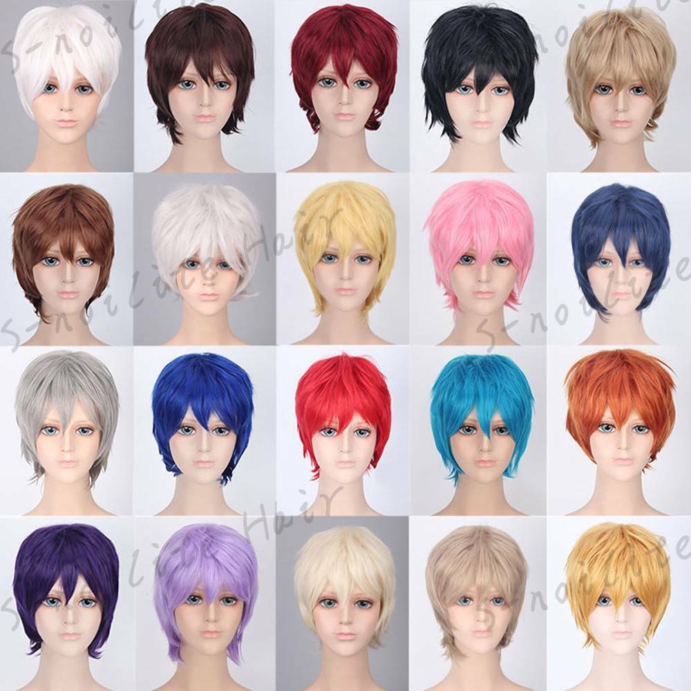 Women Men Male Short Shaggy Straight Wig Anime Cosplay Costume Synthetic Wig B66