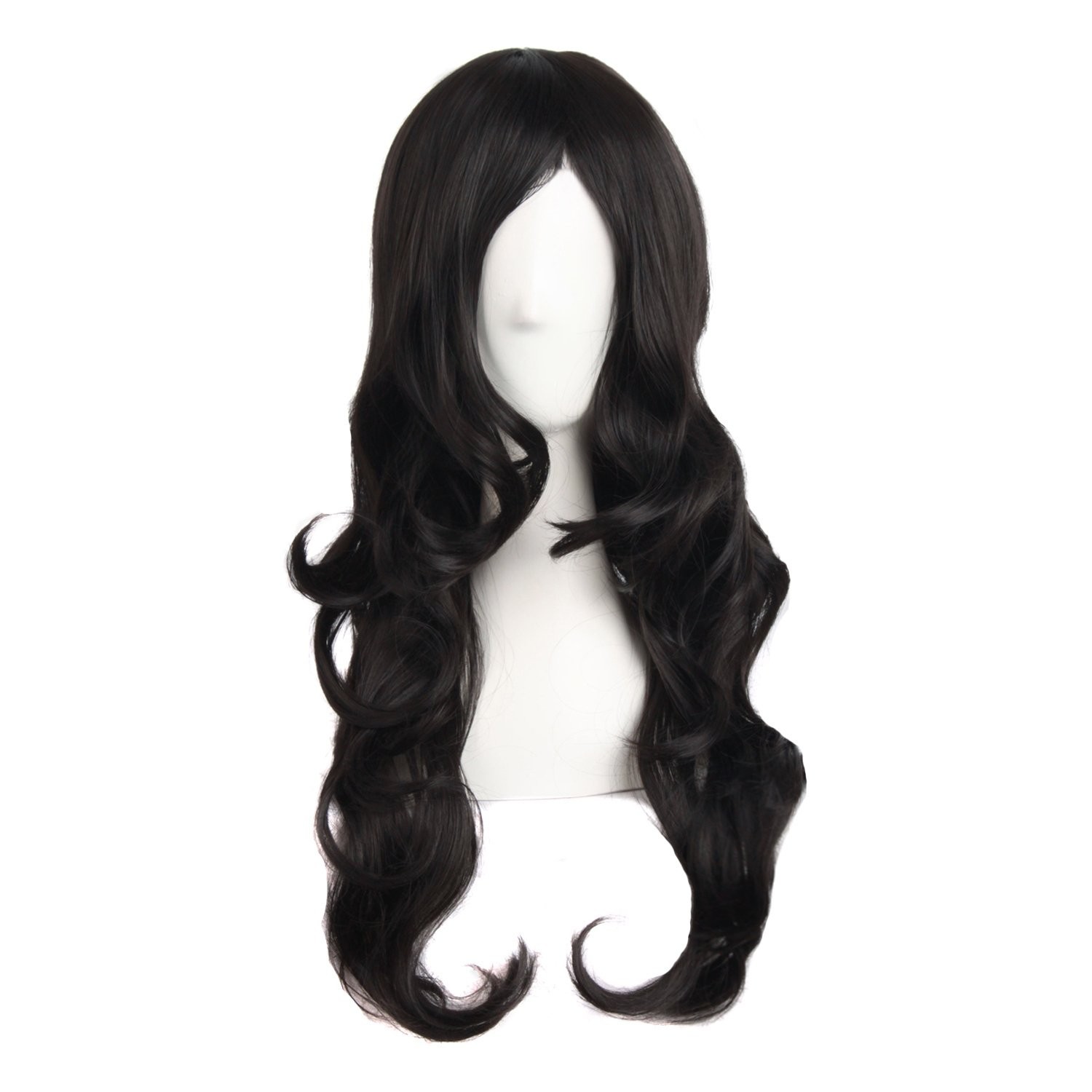 24 Inch Black Synthetic Wavy Hair Wig – Heat Resistant Full Party Wig for Women