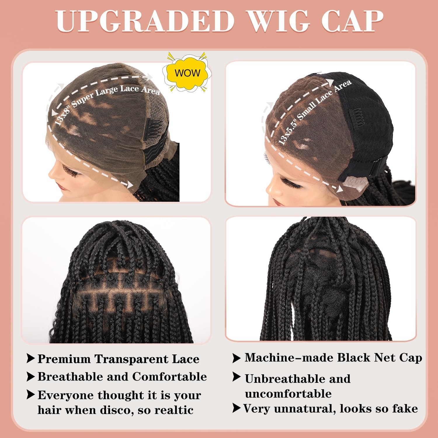 36″ Boho Braided Wigs for Women 13×8 Inch Hd Lace Front Box Braid Wig Knotles…