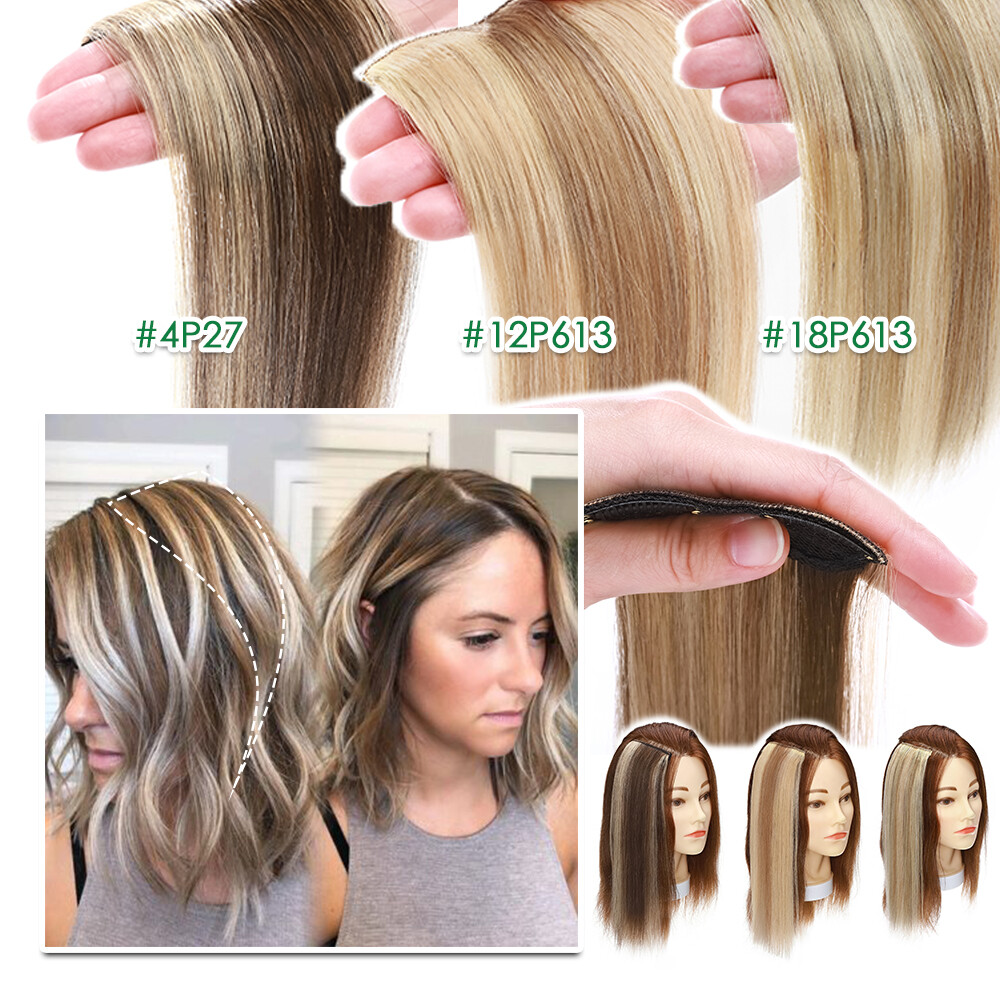 ONE PIECE Side Pads Clip In Real Remy Human Hair Topper Short Hair Extensions US