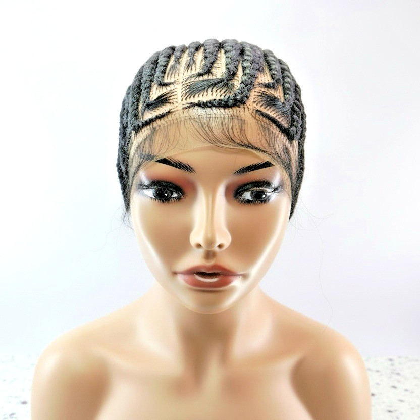 Black Bun Braided Wig. Full Lace with Baby Hair