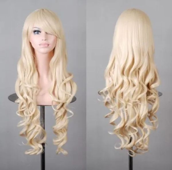 Long Wavy Cosplay or LARP Heat Resistant Synthetic Fiber Wig in Blonde