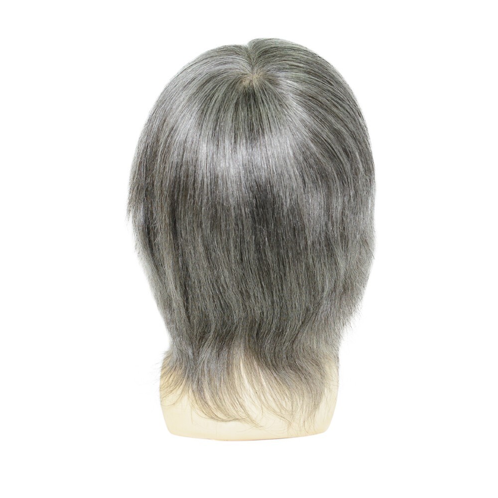 Mens Human Hair Wigs Full Thin Skin Wigs Human Hair System Medium Size 6” #1B65