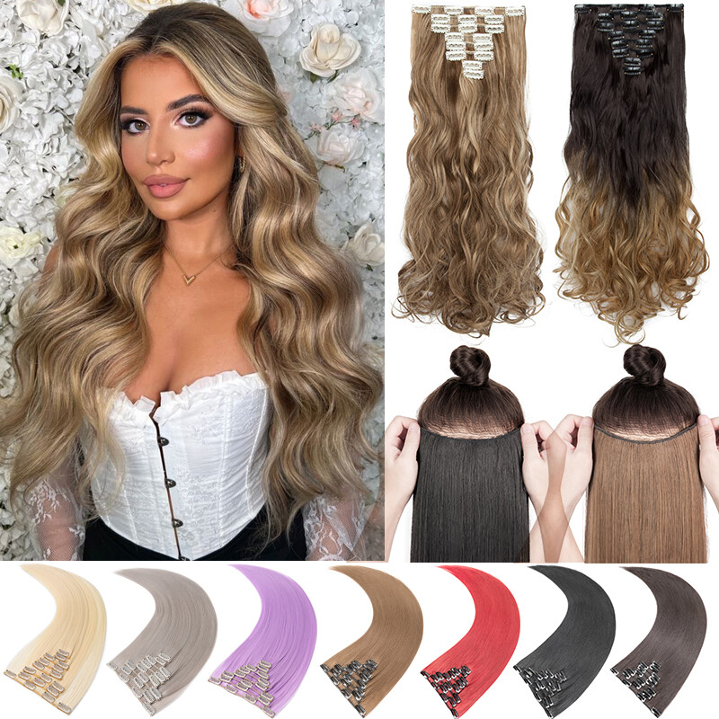 CLEARANCE Clip In Real As Human Hair Extensions Balayage/Ombre Full Head 17-24″