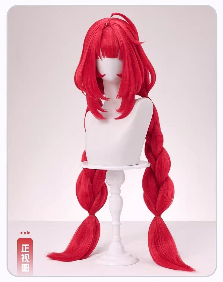 Zenless Zone Zero Ukinami Yuzuha 100cm Red Wig Cosplay Hairpiece Bangs Part