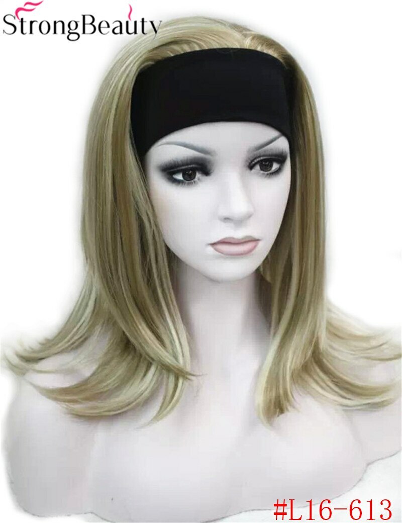 Long Synthetic Wavy Capless Wigs Half Ladies’ 3/4 Wig With Headband Wigs