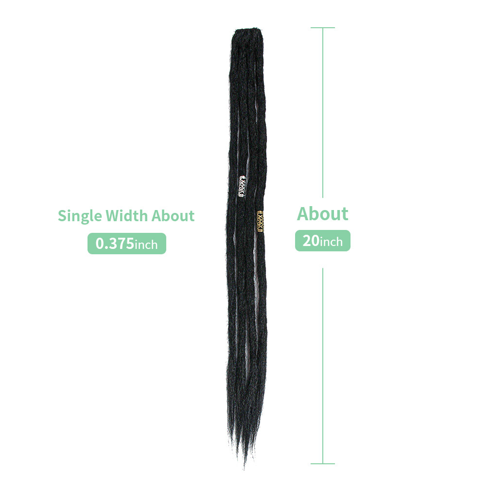 20Inch Clip in 4 Dreadlock Extension Synthetic Clip In Braid Dreads Hip Hop Locs
