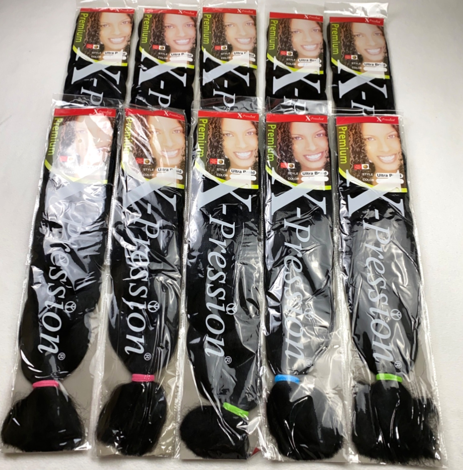 X-pression Premium 82″ Long Ultra Braid Hair 10 packs Color 1B Brushable NIP