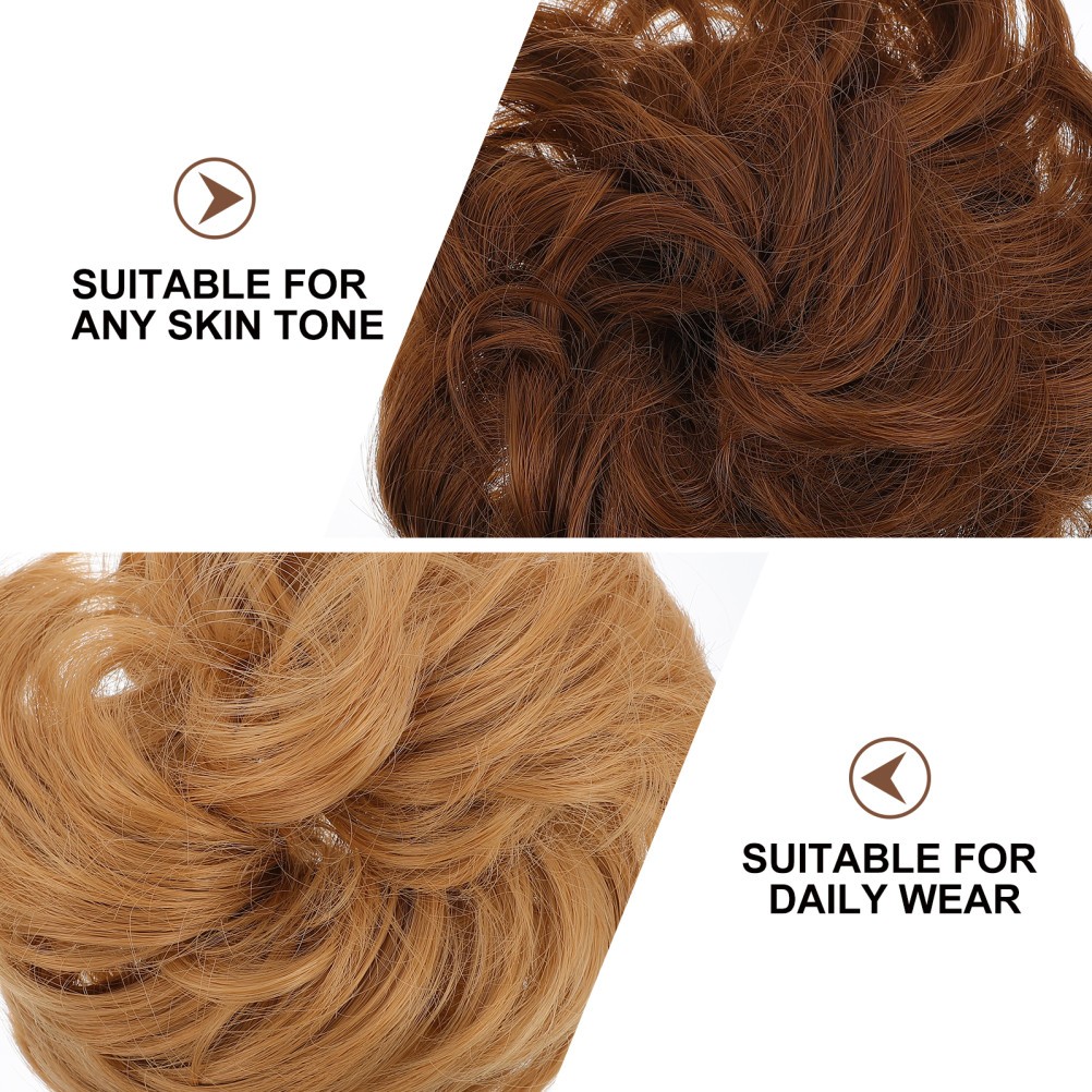 2Pcs Women Hair Pieces Durable Wig Hair Rope Tousled Messy Bun Assorted