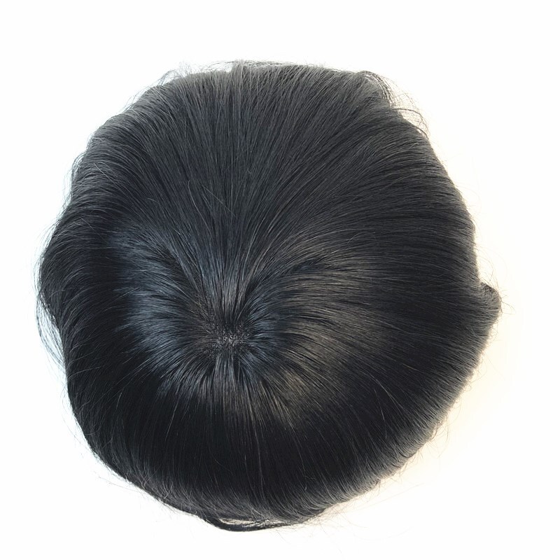 Durable Mens Human Hair Replacement System Hairpiece Fine Mono Poly Skin Toupee