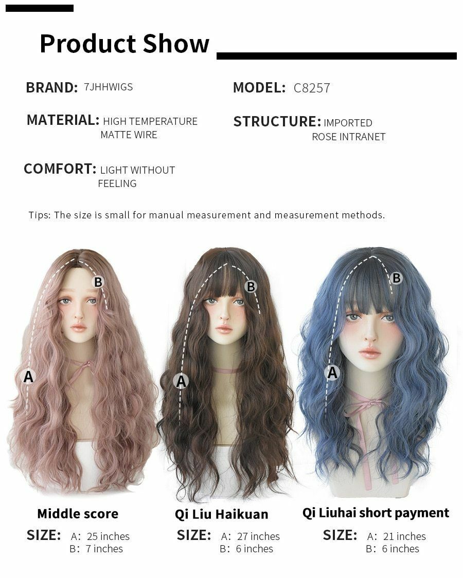 7JHH WIGS Blue Deep Wave Wig With Bangs For Women Long Omber Brown Hair Layered