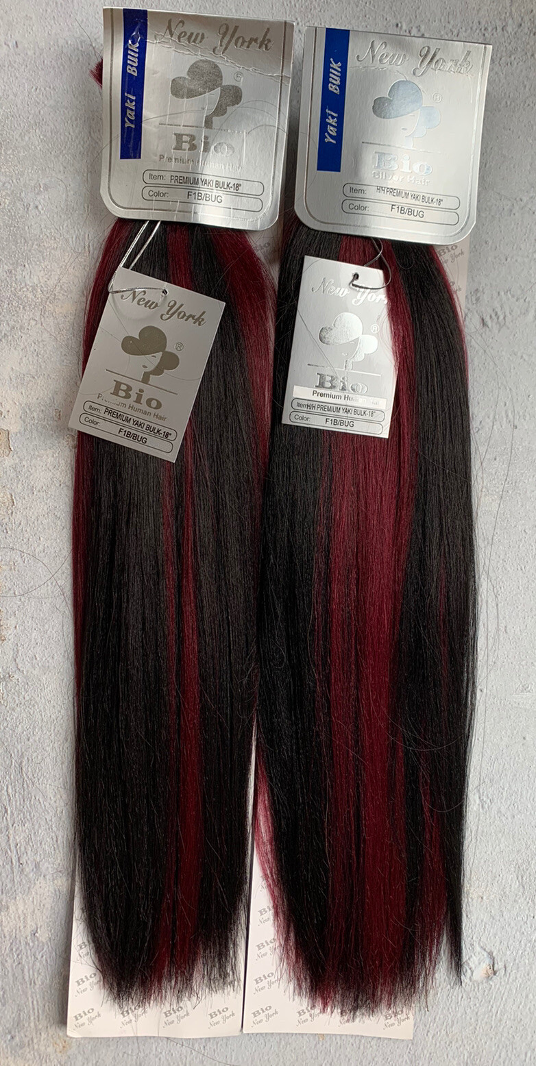 Human Hair Braiding Hair by Bio, Yaki Hair, 19-20″ Long, 2-Pack Bundle #1B/Burg