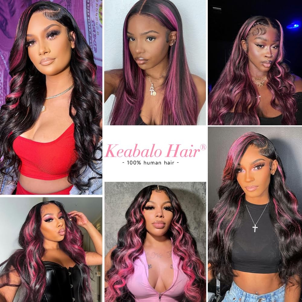 Keabalo Ombre Lace Front Wig Human Hair Skunk Stripe Human Hair Wigs 13X4 Hd