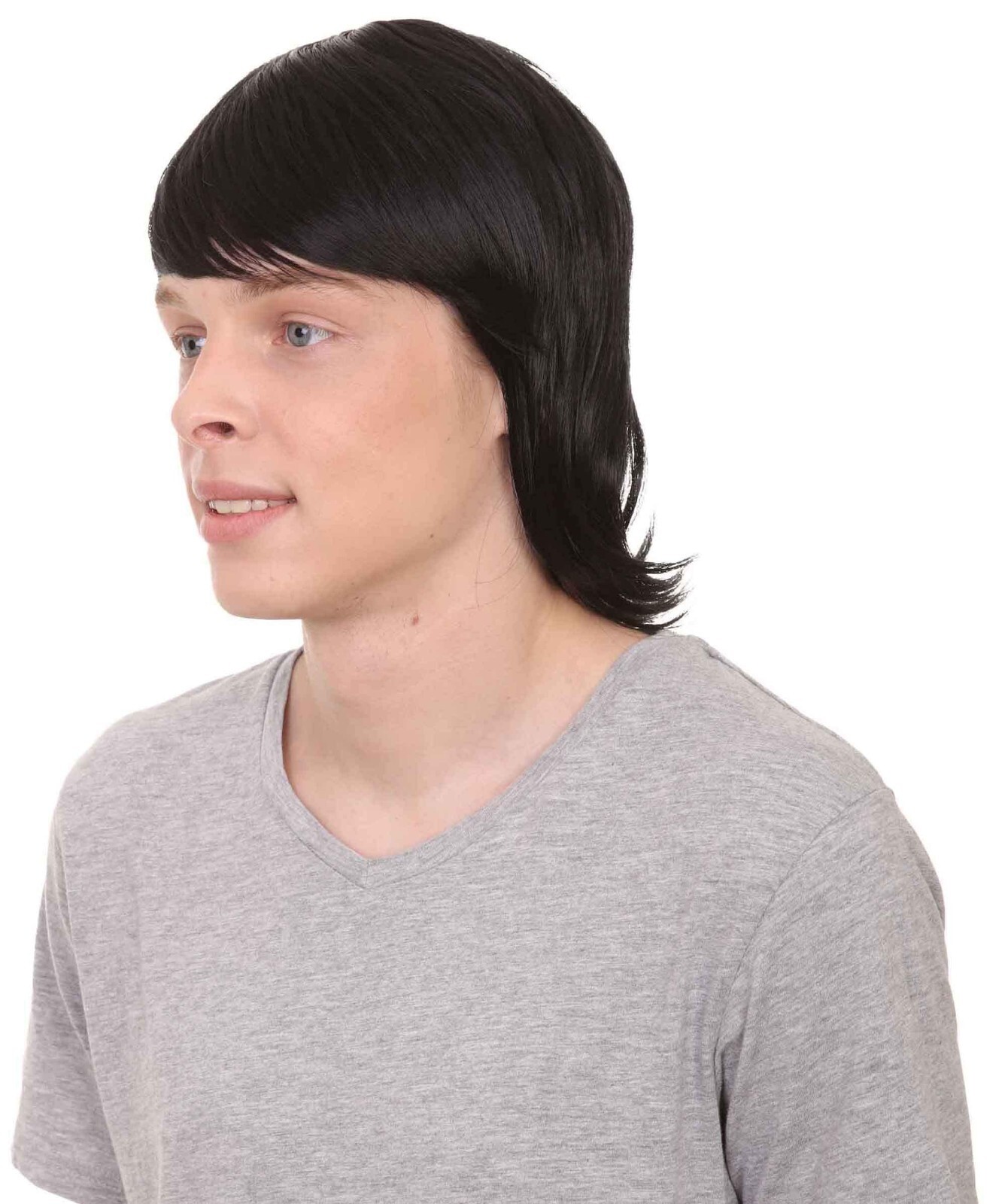 60’s Mod Men Wig | Black Vintage Wig | Premium Breathable Capless Cap HM-228