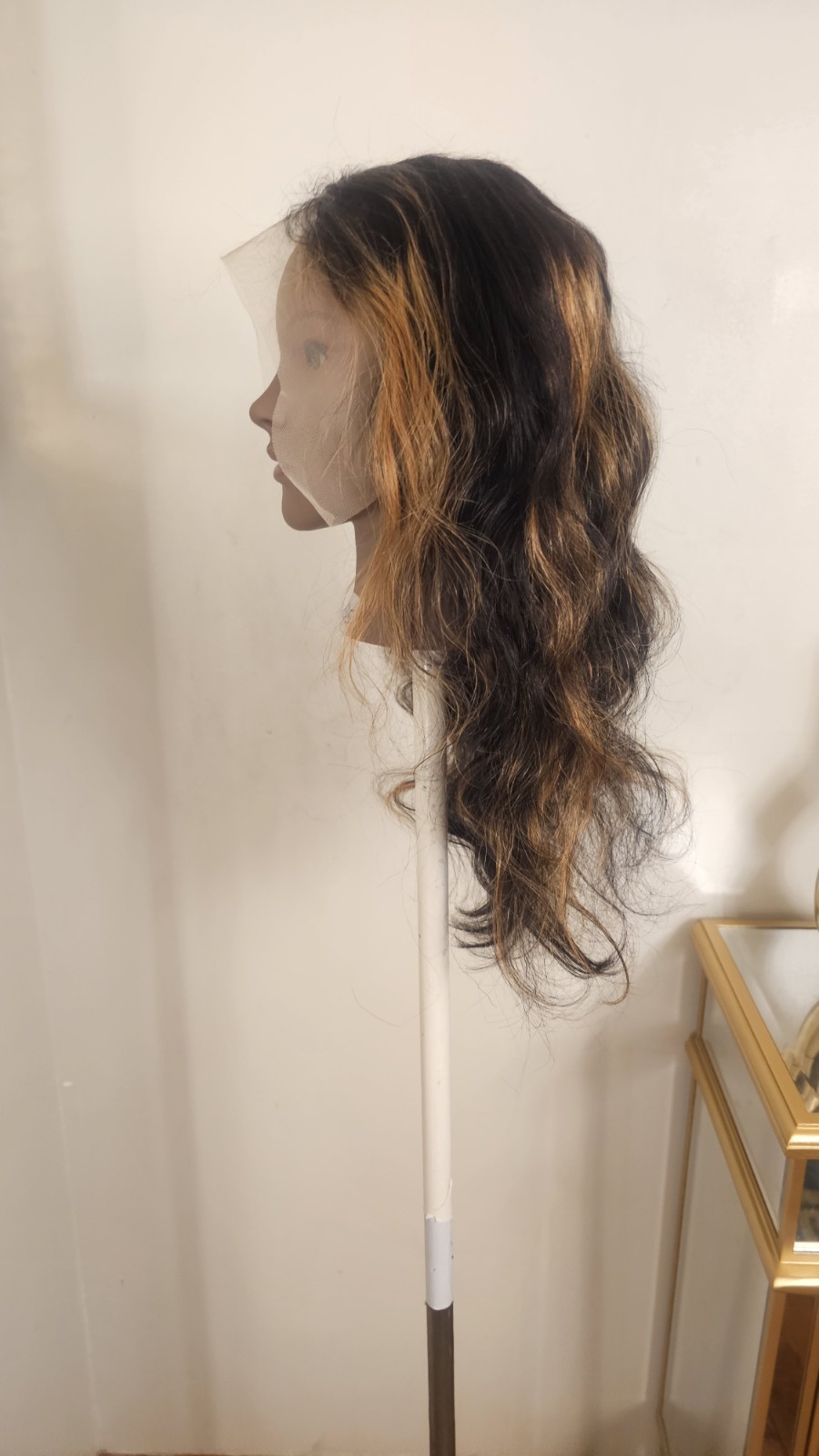 High Quality 24″ dark Brown With Ombre Highligh 100% Virgin Human Hair Lace Wig