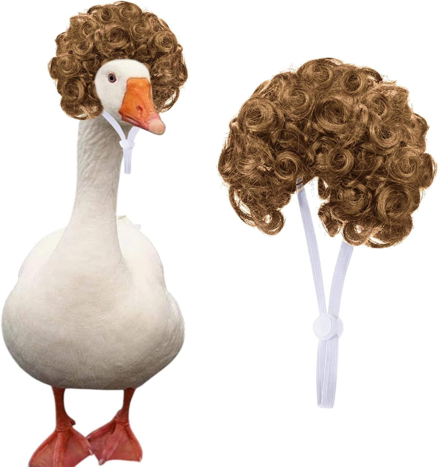 Big Goose Curly Hair Wig for Outdoor Decor and Pet Accessories