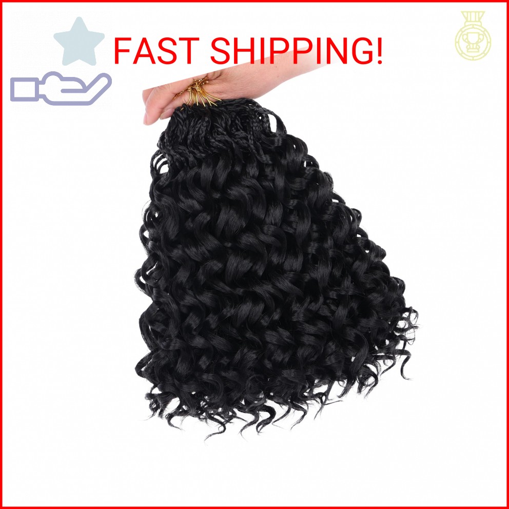 Leeven Gogo Curl Crochet Hair 10 Inch 8 Packs Black Ocean Wave Crochet Hair Pre