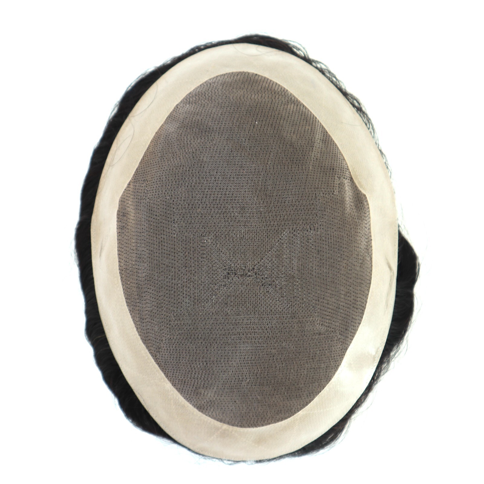 Mens Toupee Human Hair Systems Fine Mono Poly Coating Hairpieces #1B US Seller