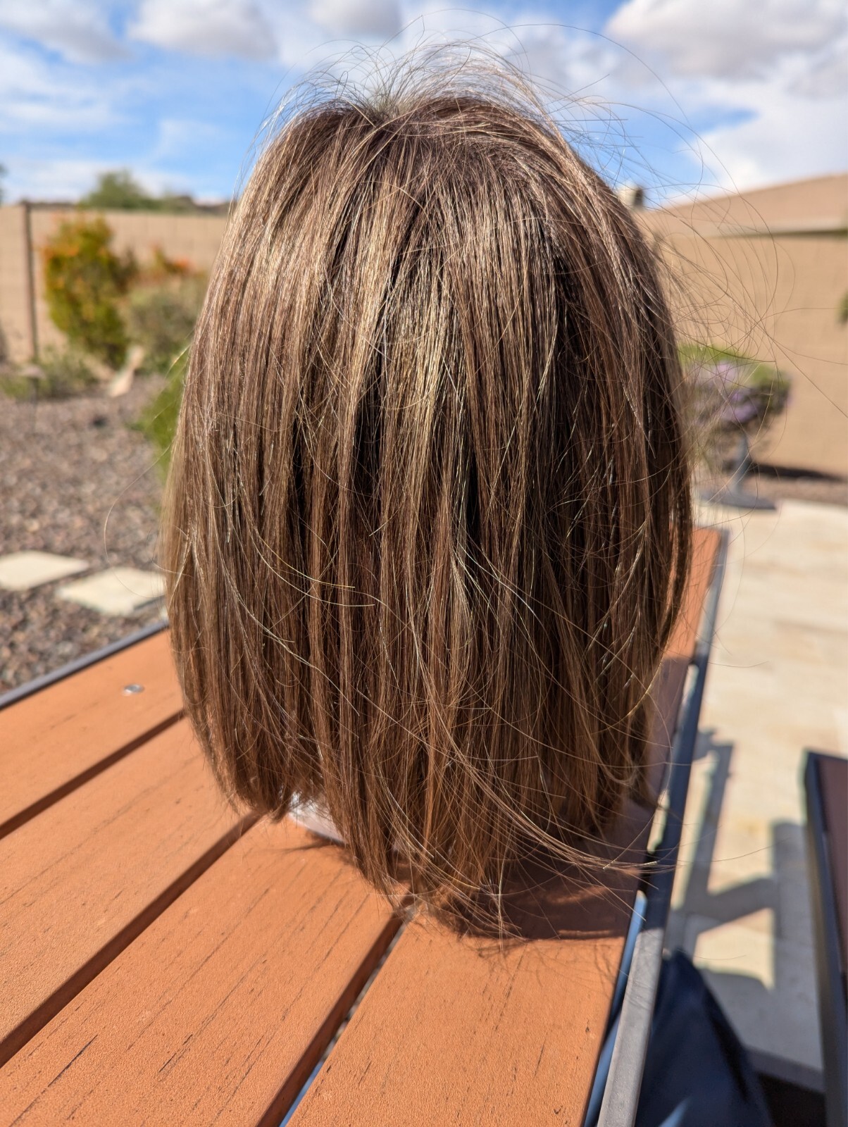 Susie’s Wig – synthetic, natural highlights, washable