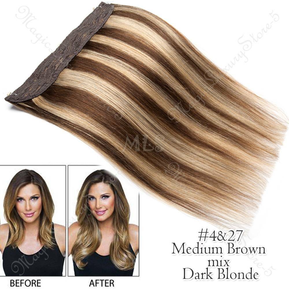 Hidden Secret One Piece Weft Wire In 100% Real Human Hair Extensions Weave Thick