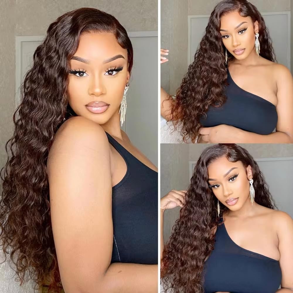 18-22 Inch Chocolate Brown Water Wave Human Hair Bundles – Wet & Wavy Extensions