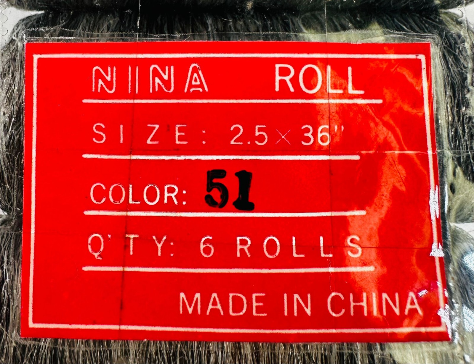Nina Roll Hair Extension Weaving Thread 2.5 x 36in, Black (51), 6 Rolls/Pack