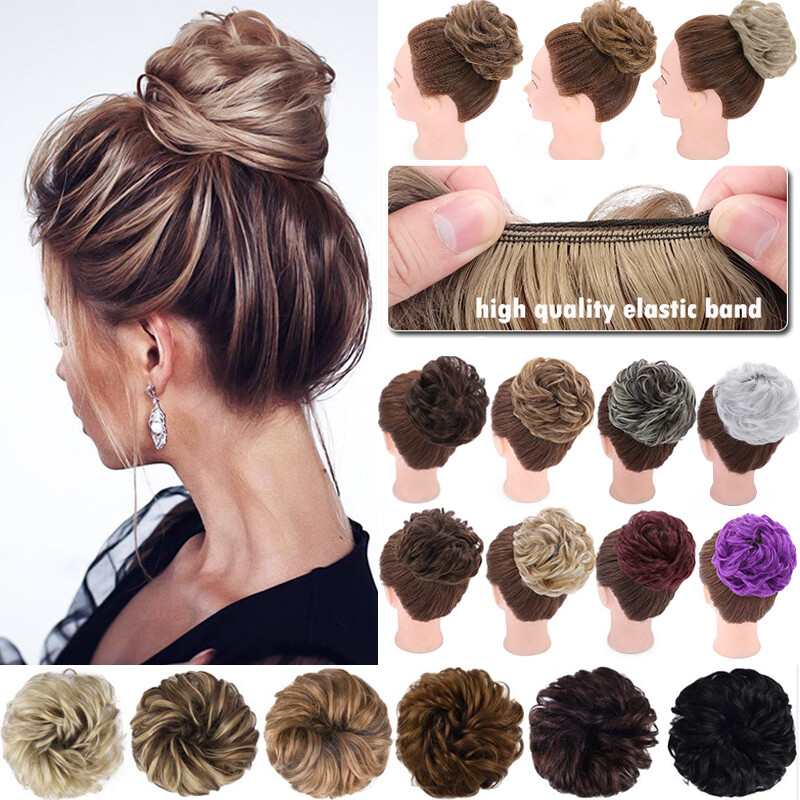 US Curly Messy Bun Hair Piece Scrunchie Updo Thick Hair Extensions Real As Human