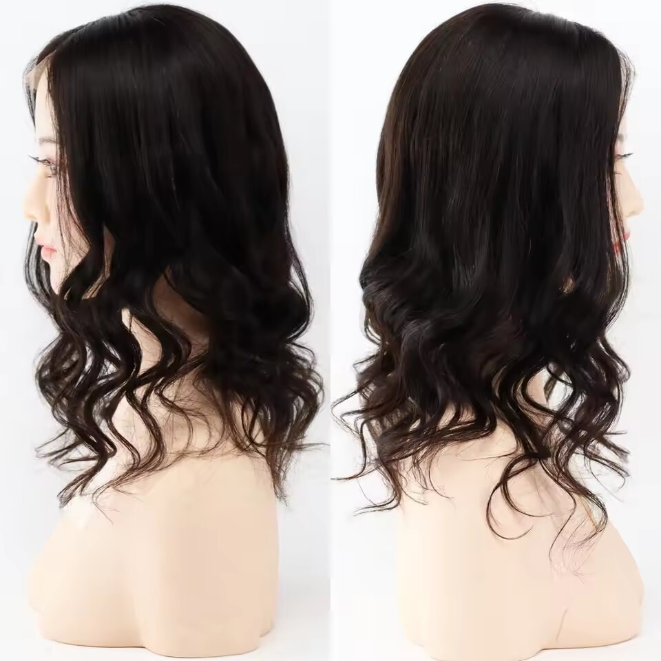26″ Long HD Transparent Lace Closure Topper Human Hair Women Toupee Loose Wave