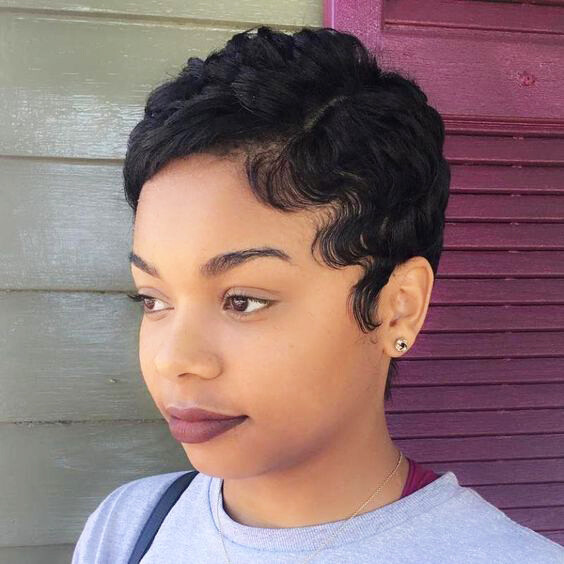Finger Wave Short Human Hair 100% Real Brazilian Wigs for Black Women