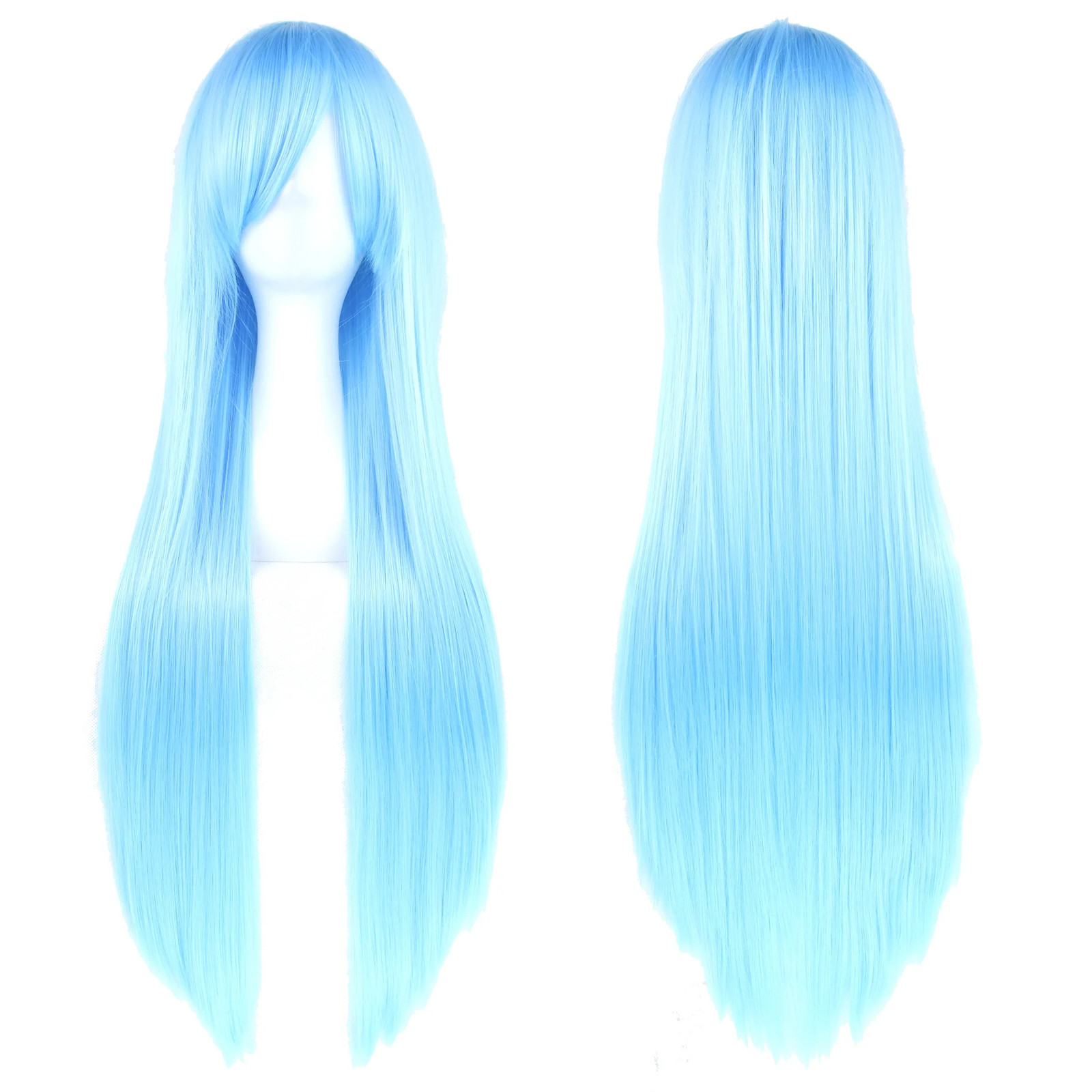 Long White Purple Black Straight Synthetic Cosplay Wig Party Hairpiece for Women