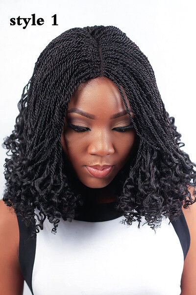 Short Bob Wig Braids Wig for Black Women withTwist Curly Braided Wigs None Lace