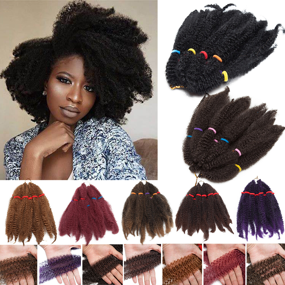 Short 11 inchs Afro Kinky Bulk Crochet Hair Marley Braids Harpiece as Human Hair