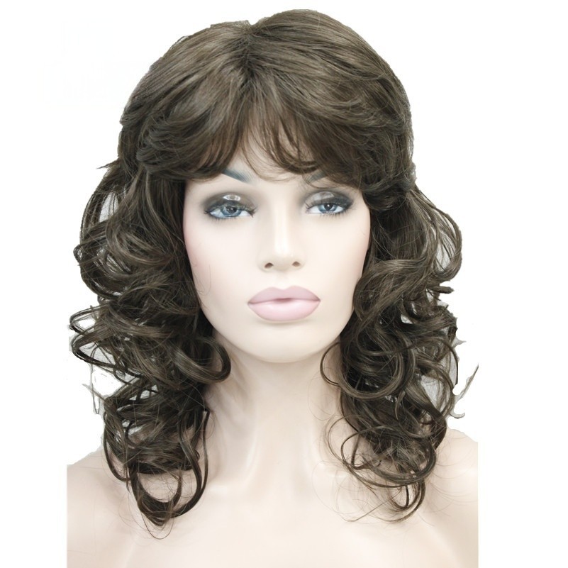 Fashion Layered Long Natural Blond Brown Curly Wavy Women’s Wigs
