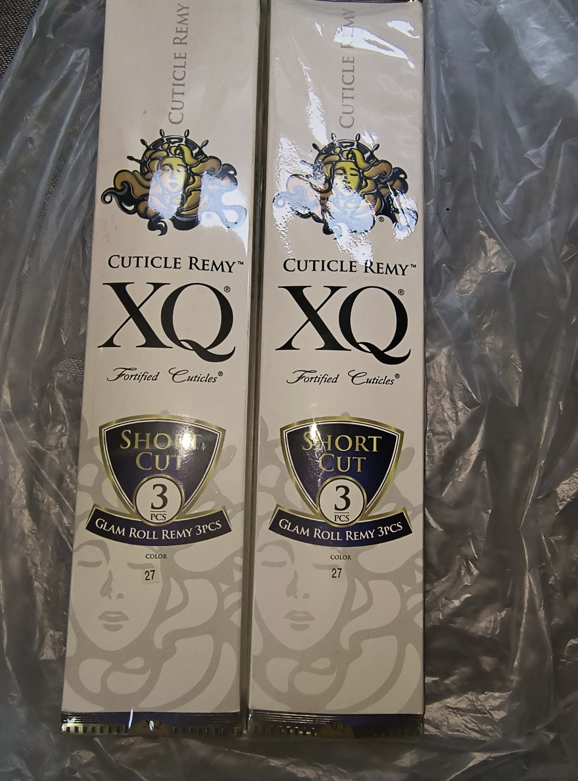 (2) XQuisite Cuticle Remy, Short Cut 3 Piece Glam Roll, 100% Human Hair Color 27