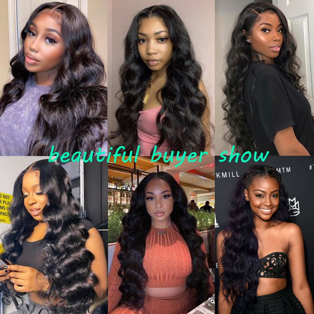 Black Long Wavy Lace Front Wigs Women Soft Synthetic Hair Heat Resistant
