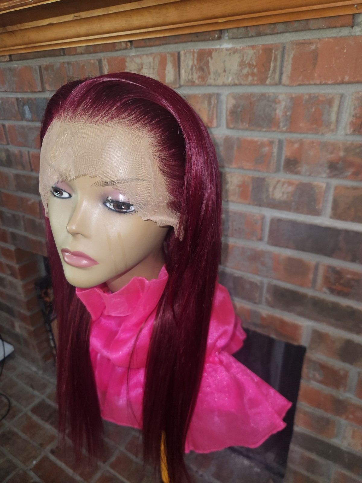 Pre-everything HUMAN BLEND lace Front Wig Straight 99j Free-Part Women