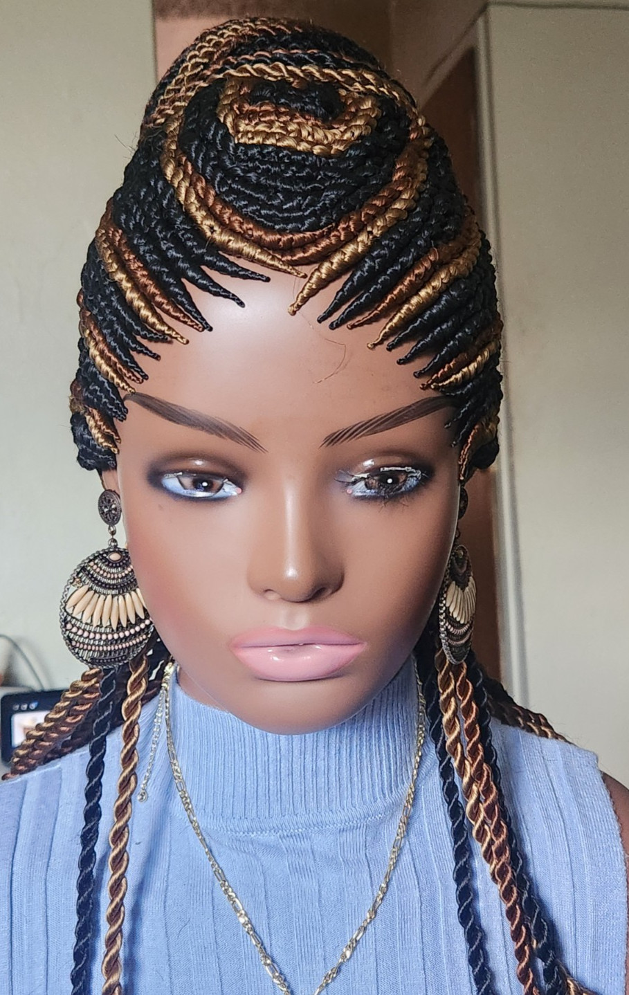 Fully hand braided senegale twist cornrows wig poney bout Multiple colors