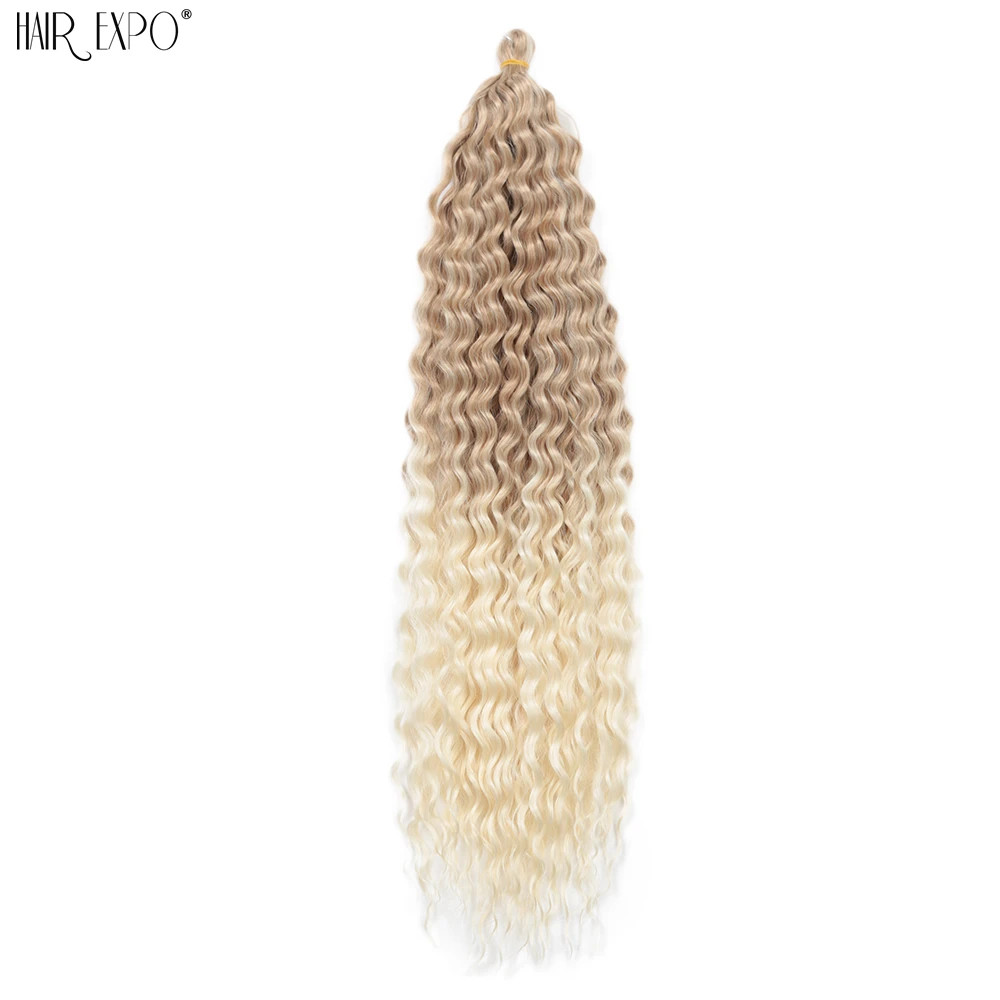 22 Inch Ombre Ariel Curl Crochet Hair Synthetic Deep Wave Braid Hair Extensions
