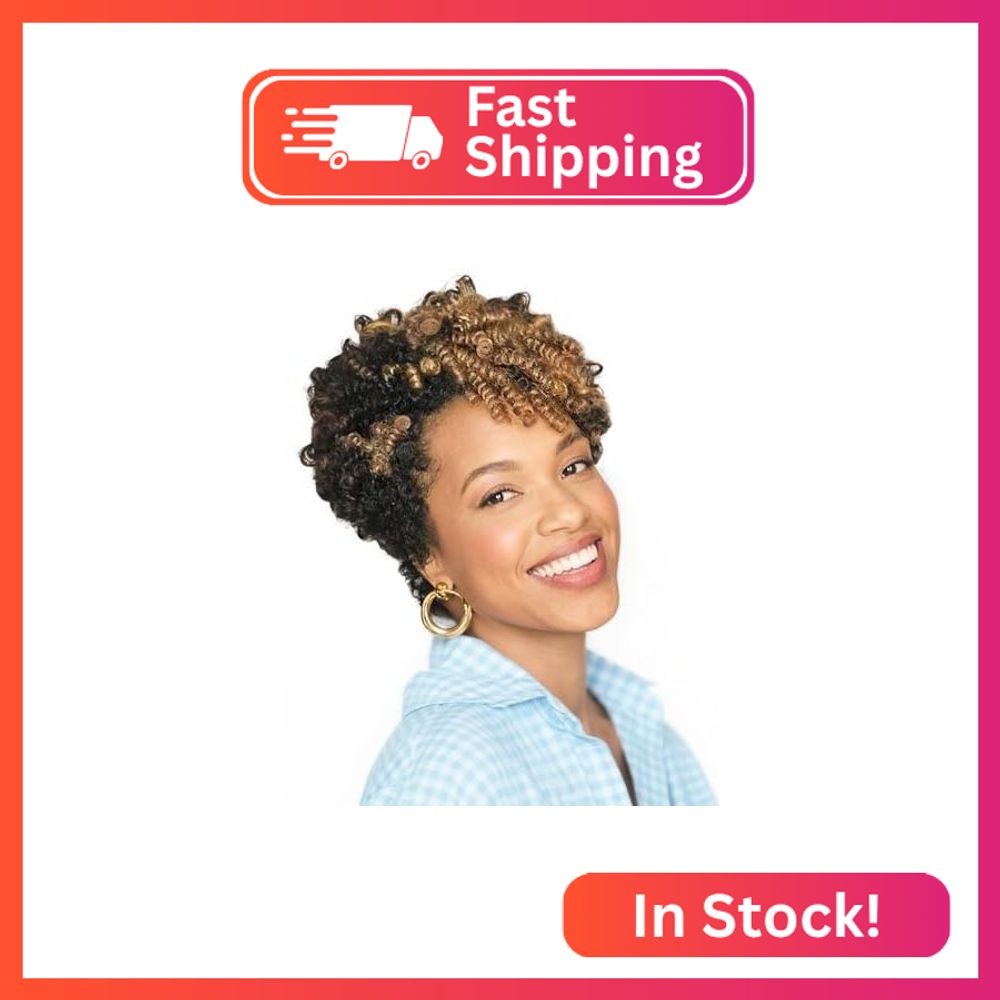 QUEENTAS 6 Packs 10 Inch Short Crochet Hair for Black Women 6mm Small Curl Blond