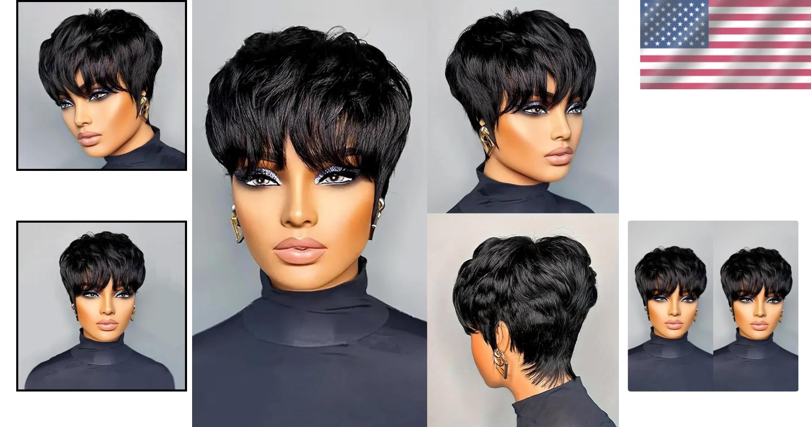 Short Pixie Wigs Glueless Full Machine Made