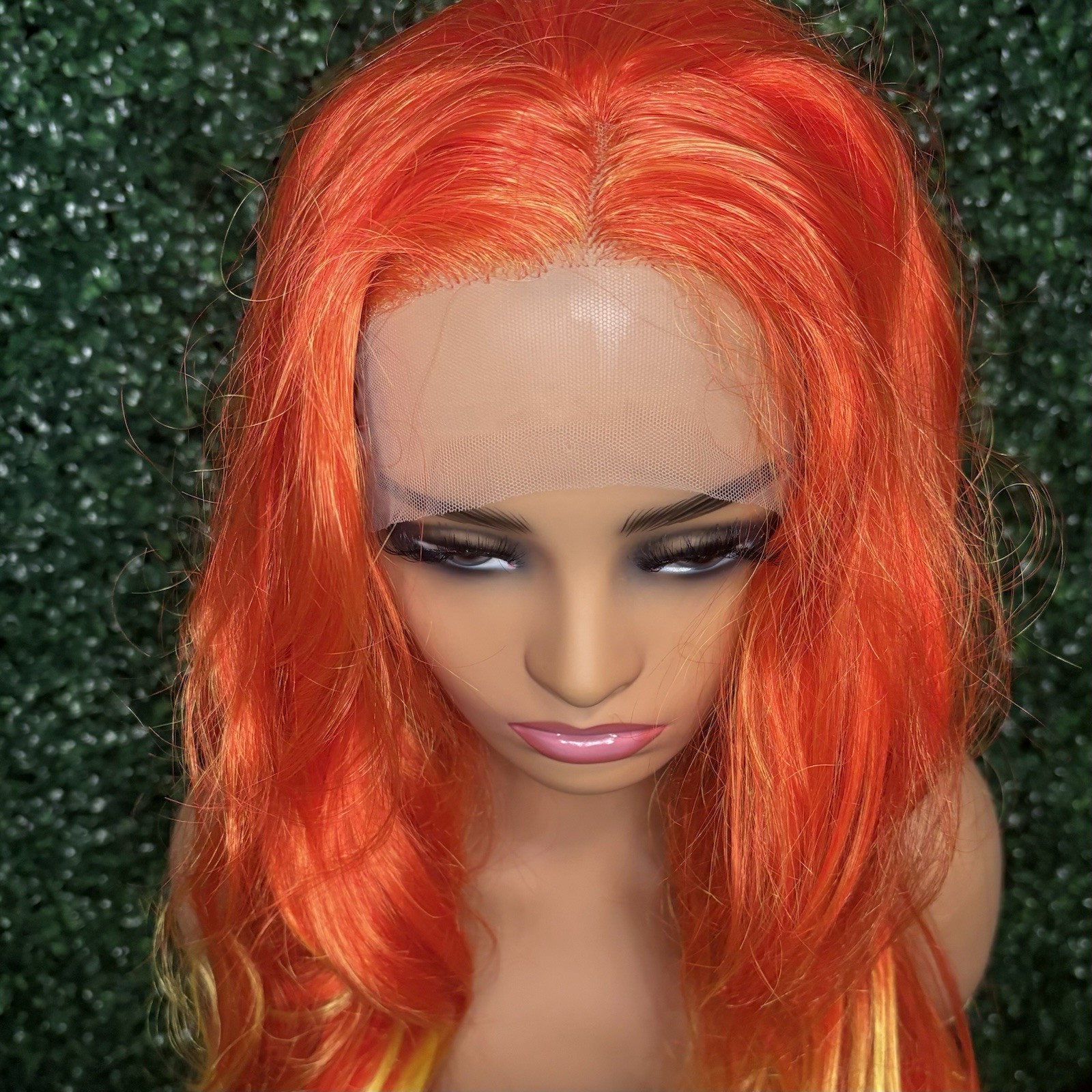 BRAND NEW 28 inch Fire Ombre’ Orange Lace Front Luxury Synthetic Wig