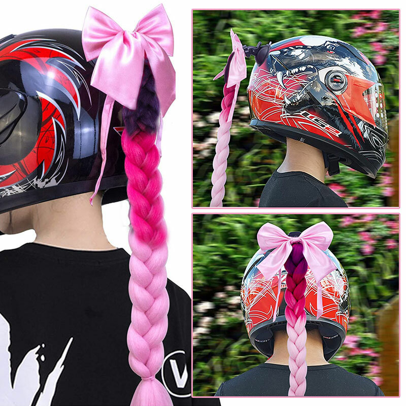CLEARNACE Ombre Braided Ponytail Extensions Twist Pigtails for Motorcycle Helmet