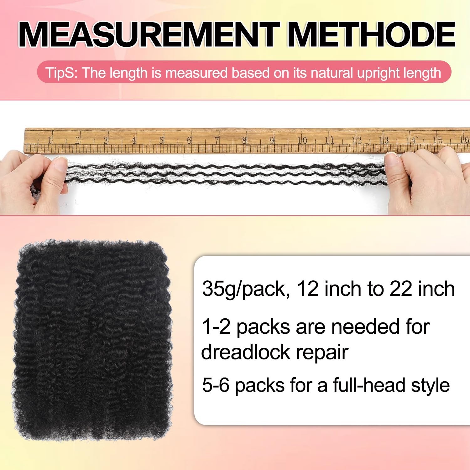Afro Kinkys Bulk Human Hair 35g/Pack -100% Real Human Hair Soft 4C Afro Kinky Cu
